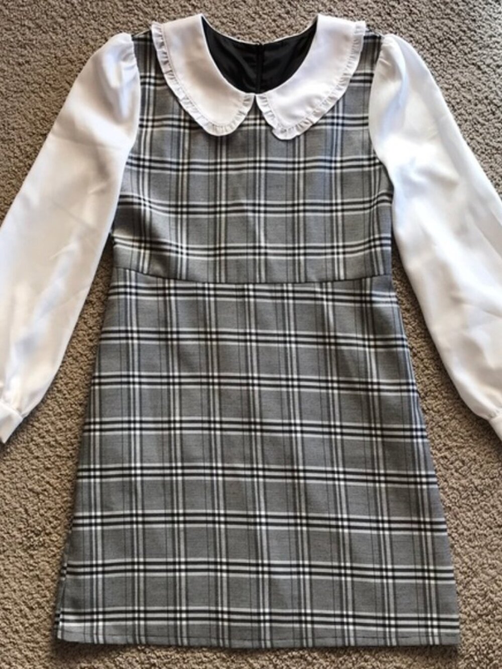 Evelyn plaid schoolgirl frill Collar mini dress XS